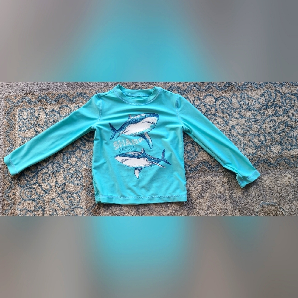 Oshkosh Long Sleeve Shark Rash Guard Blue Size 3T